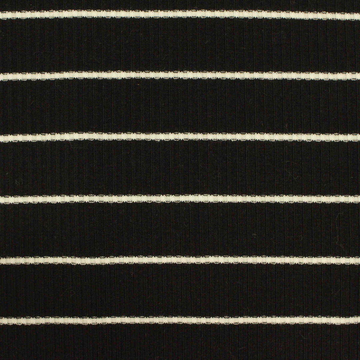 White Horizontal-Stripe Rib Knit, Polyester, 271 gsm