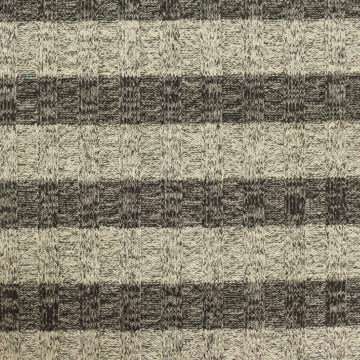 Dark Grey Check Rib Knit, Poly-Viscose