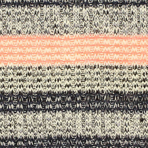Marled Grey Horizontal-Stripe Rib Knit, Poly-Viscose