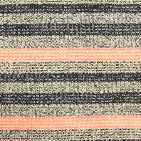 Marled Grey Horizontal-Stripe Rib Knit, Poly-Viscose