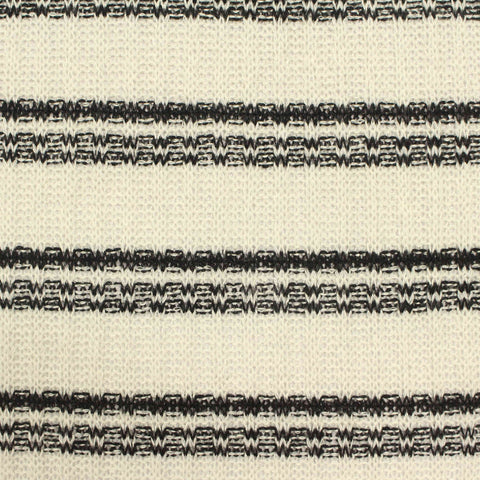 Black Horizontal-Stripe Rib Knit, Poly-Viscose, 179 gsm