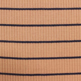 Brown Horizontal-Stripe Rib Knit, Viscose