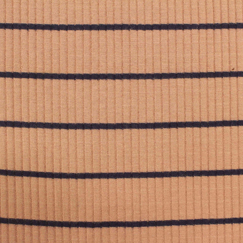 Brown Horizontal-Stripe Rib Knit, Viscose