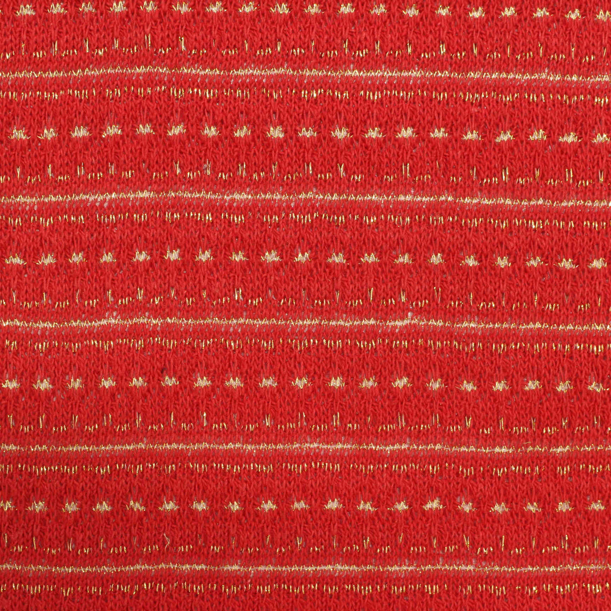 Red Horizontal-Line Chunky Knit, Cotton