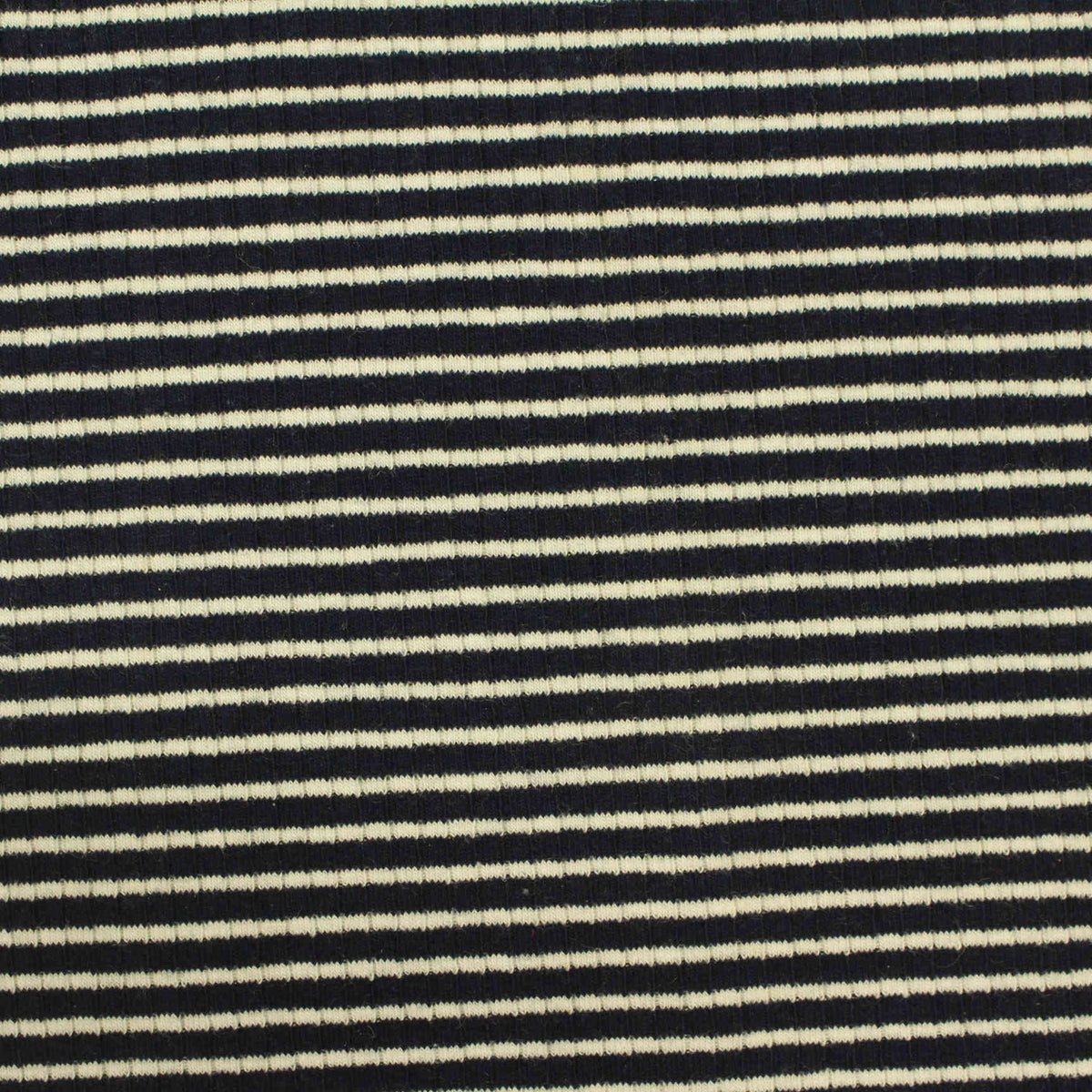 Black Horizontal-Stripe Rib Knit, Poly-Cotton, 273 gsm