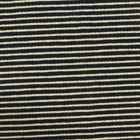 Black Horizontal-Stripe Rib Knit, Poly-Cotton, 273 gsm