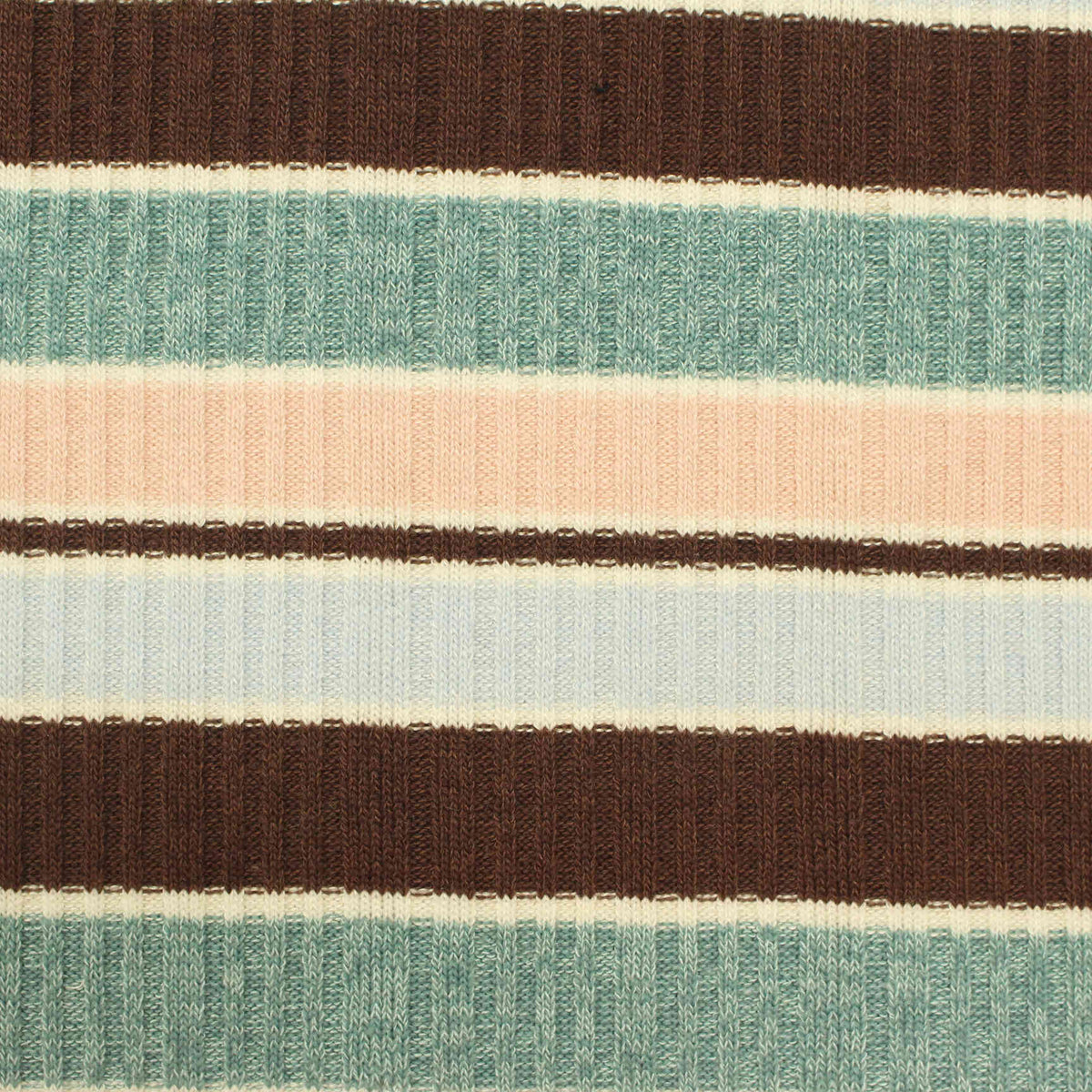 Brown Horizontal-Stripe Rib Knit, Poly-Viscose, 294 gsm