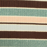 Brown Horizontal-Stripe Rib Knit, Poly-Viscose