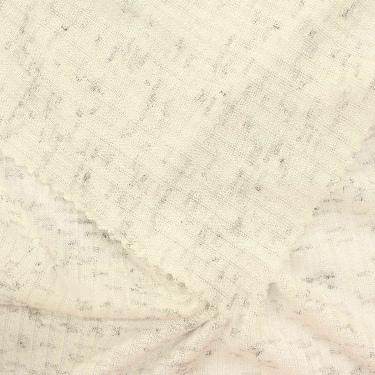 Cream Marl Rib Knit, Poly-Viscose, 122 gsm