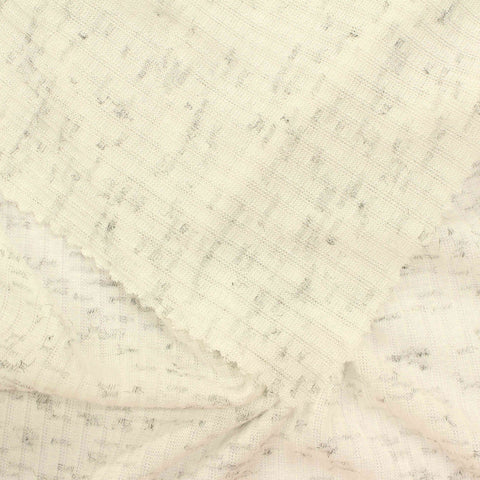 Cream Marl Rib Knit, Poly-Viscose, 122 gsm