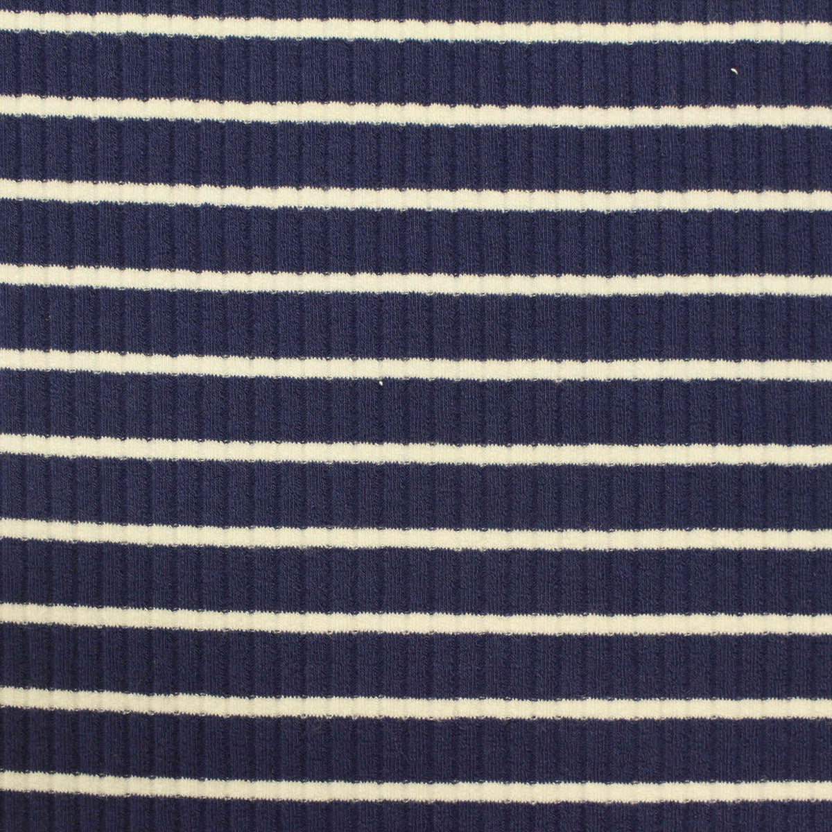 Navy Horizontal-Stripe Rib Knit, Viscose, 304 gsm