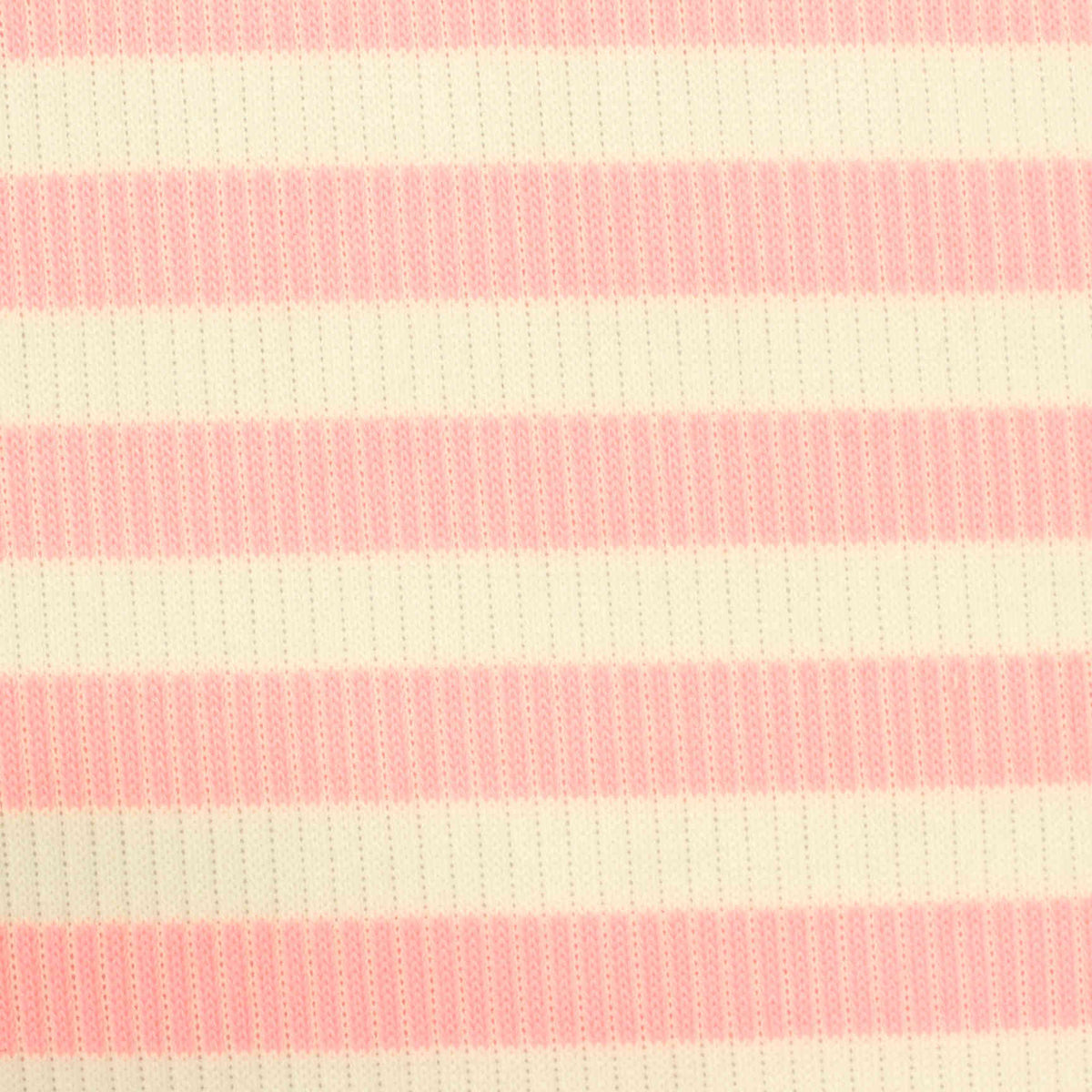 Pink Horizontal-Stripe Rib Knit, Polyester, 300 gsm