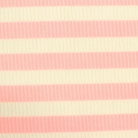 Pink Horizontal-Stripe Rib Knit, Polyester, 300 gsm