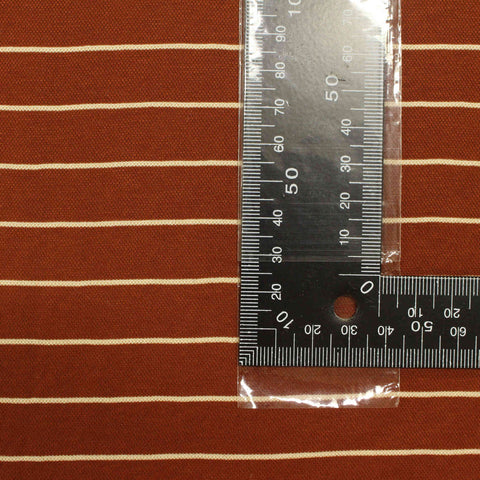 Rust Horizontal-Stripe Piqué Knit, Viscose-Nylon