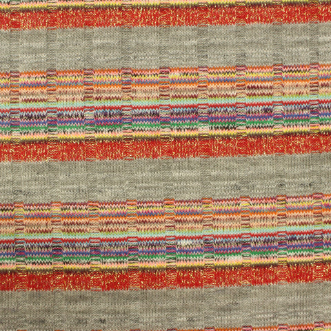 Grey Horizontal-Stripe Knit, Poly-Viscose, 207 gsm