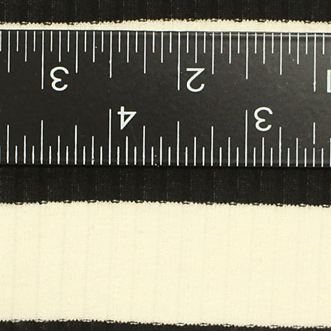 Black Horizontal-Stripe Rib Knit, Viscose-Poly, 205 gsm, 140 cm