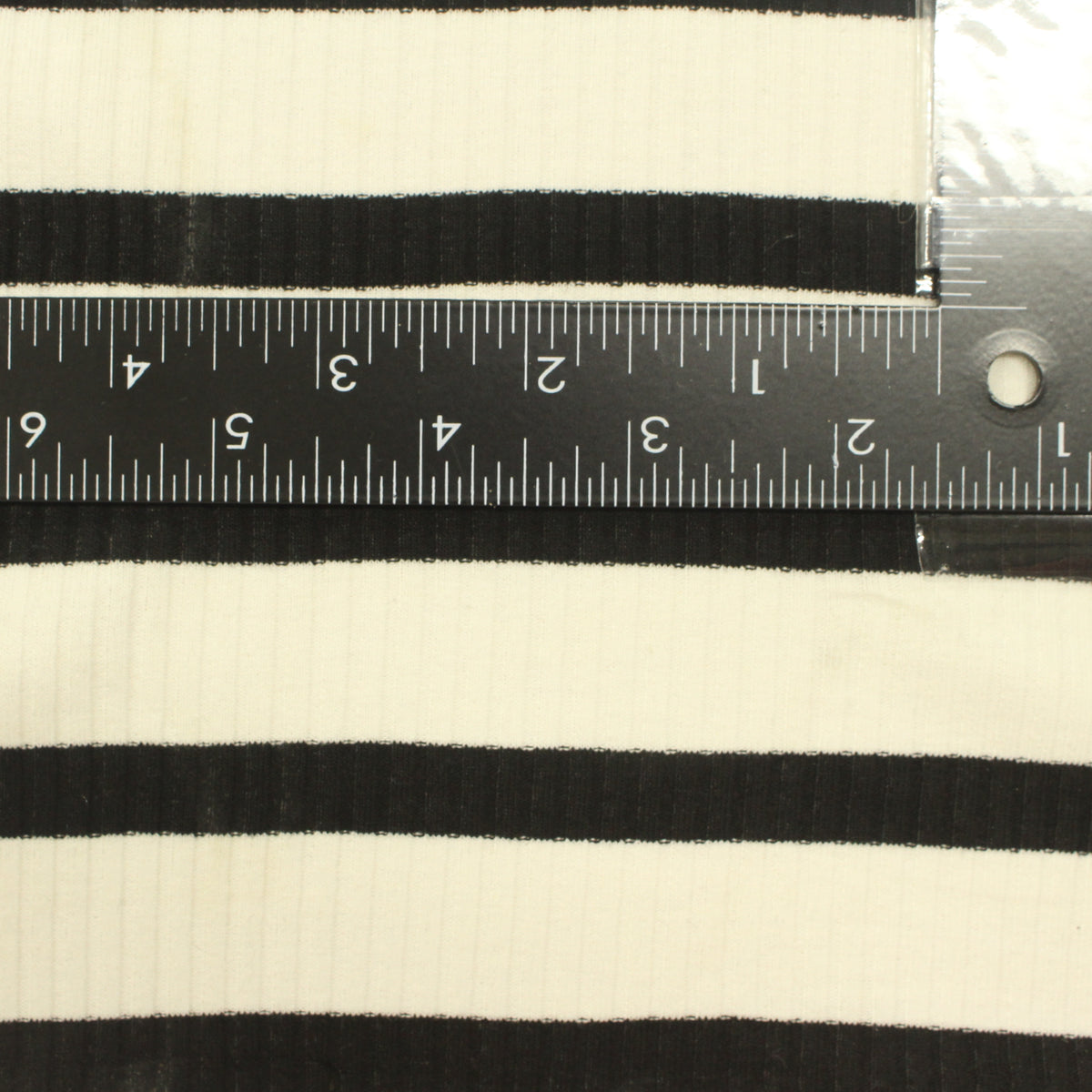 Black Horizontal-Stripe Rib Knit, Viscose-Poly, 205 gsm, 140 cm