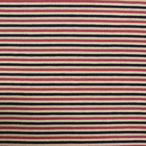 Navy Horizontal-Stripe Knit, Polyester, 175 gsm