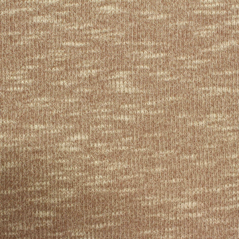 Light Brown Marl Rib Knit, Viscose-Poly, 185 gsm
