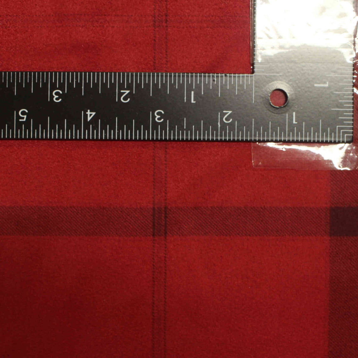 Red Plaid Faux Suede, Polyester
