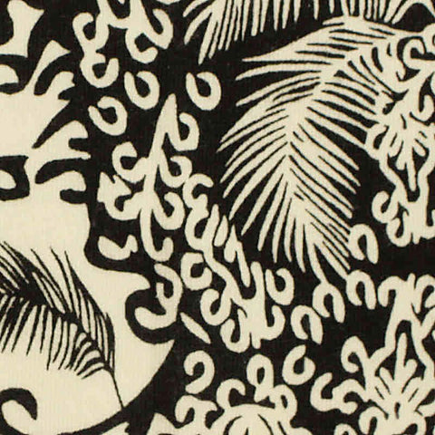 Black Tropical-Palm Knit, Cotton-Poly