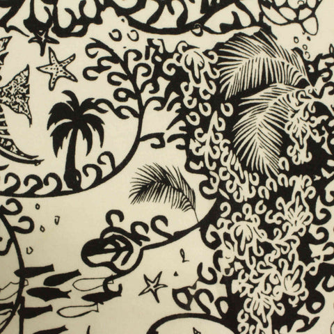 Black Tropical-Palm Knit, Cotton-Poly