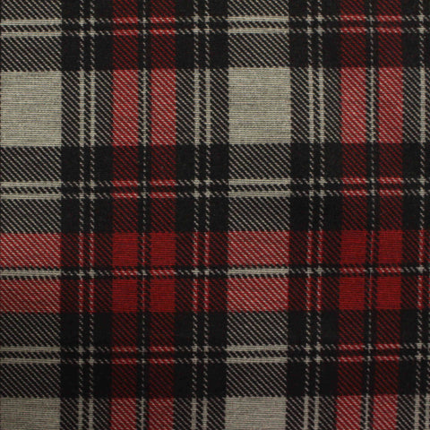 Red Plaid Ponte Knit, Polyester