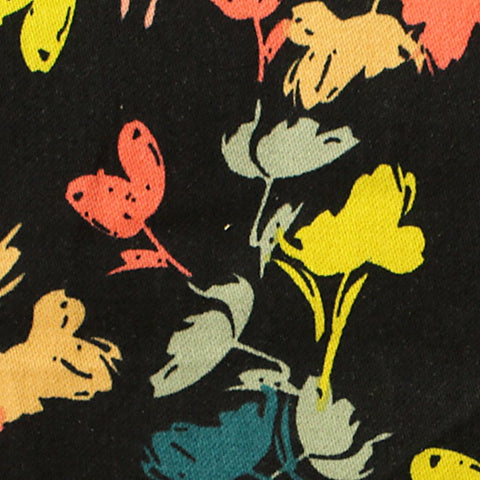 Yellow Scattered-Floral Sateen, Cotton