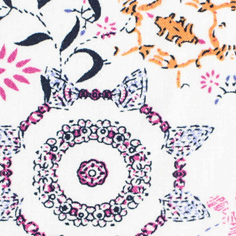 Orange Abstract-Floral Woven, Viscose