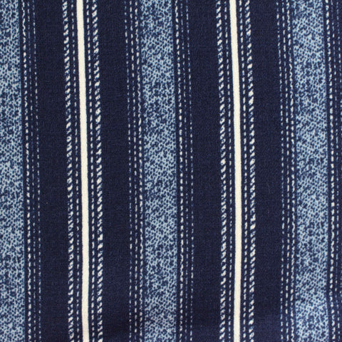 Dark Blue Vertical-Stripe Linen-Look, Polyester
