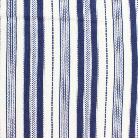 Blue Vertical-Stripe Crepe, Viscose