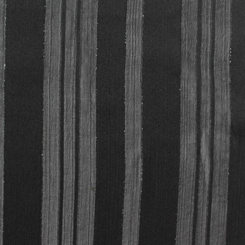 Black Vertical-Stripe Chiffon, Polyester, 83 gsm