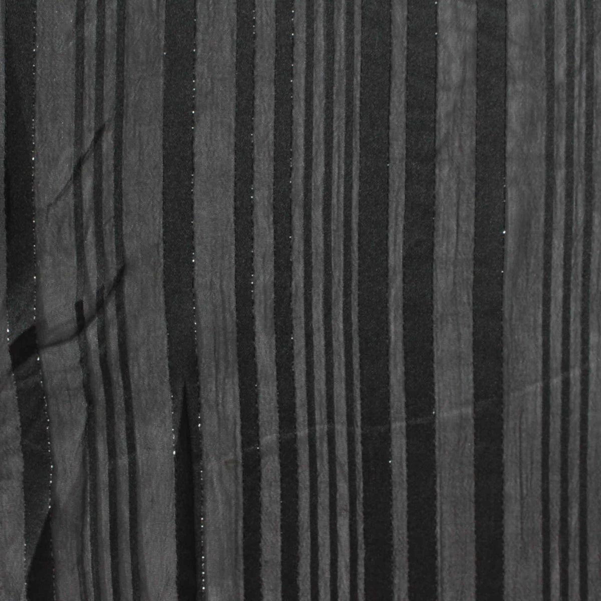 Black Vertical-Stripe Chiffon, Polyester, 87 gsm