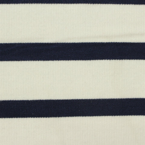 Navy Horizontal-Stripe Ponte Knit, Poly-Viscose, 334 gsm