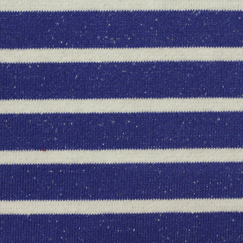 Blue Horizontal-Stripe French Terry, Poly-Cotton, 406 gsm
