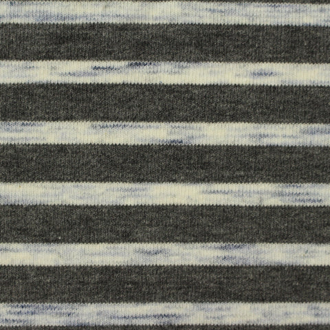 Dark Grey Horizontal-Stripe French Terry, Poly-Cotton