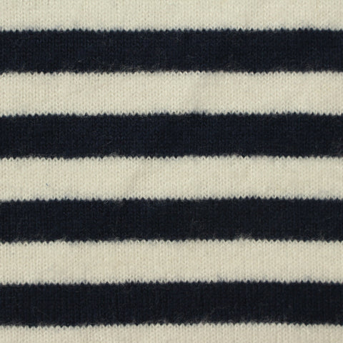 Navy Horizontal-Stripe Chunky Knit, Viscose-Poly, 237 gsm