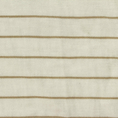 Tan Horizontal-Stripe Interlock Knit, Viscose-Nylon