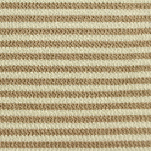Cream Horizontal-Stripe Jersey Knit, 162 gsm