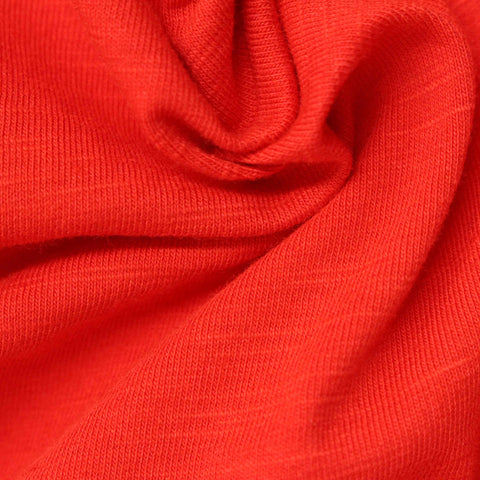 Slub Cotton Stretch Jersey Knit Fabric, 170 gsm, 175 cm — Red