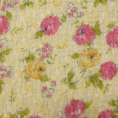 Pink Floral Knit, Acrylic, 100 gsm