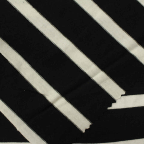 Black Diagonal-Stripe Jersey Knit, Viscose, 175 gsm