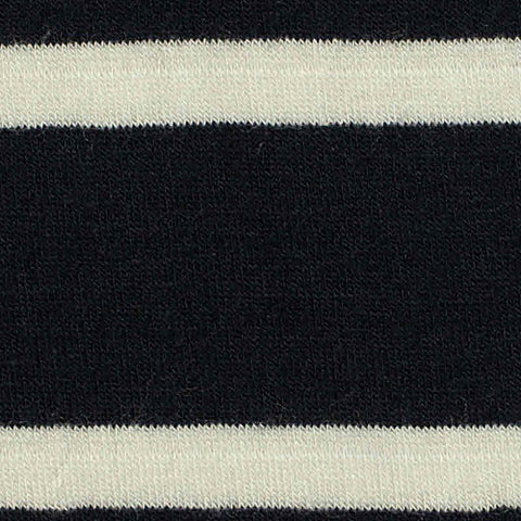 Navy Horizontal-Stripe Jersey Knit, Viscose, 240 gsm