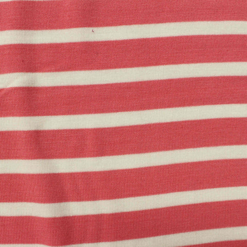 Red Horizontal-Stripe Jersey Knit, Viscose, 173 gsm
