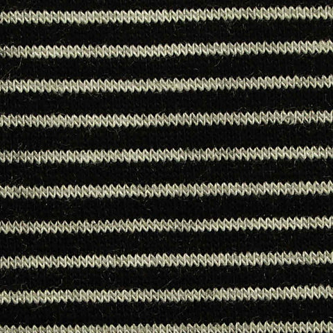 Black Horizontal-Stripe Jersey Knit, Viscose, 193 gsm
