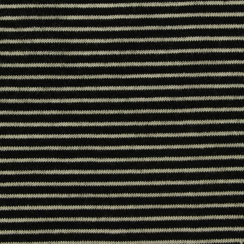 Black Horizontal-Stripe Jersey Knit, Viscose, 193 gsm
