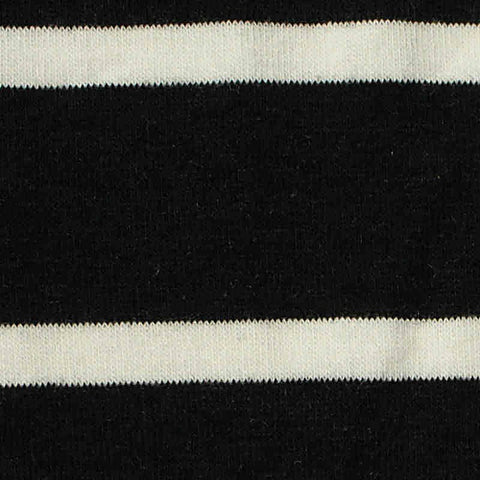 Black Horizontal-Stripe Jersey Knit, Poly-Viscose, 180 gsm, 165 cm