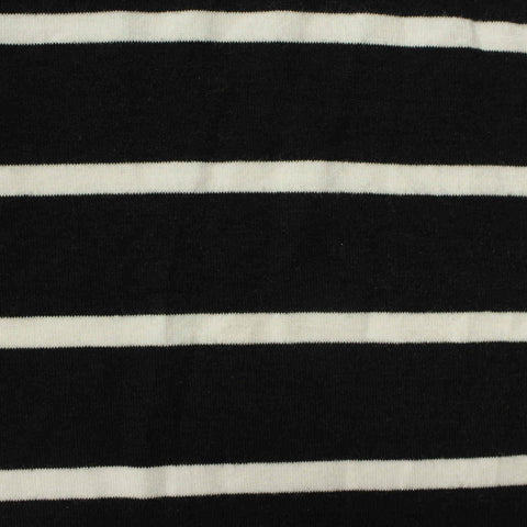 Black Horizontal-Stripe Jersey Knit, Poly-Viscose, 180 gsm, 165 cm