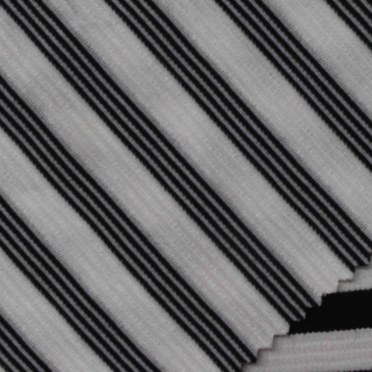 Black Diagonal-Stripe Jersey Knit, Poly-Viscose, 261 gsm
