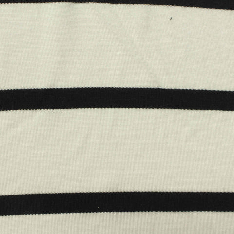 Black Horizontal-Stripe Jersey Knit, Viscose, 165 gsm